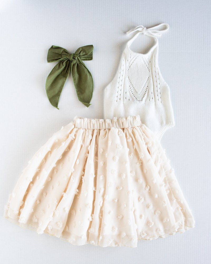Aurora Maxi Skirt - Cream Swiss Dots - Brookesbeach.co
