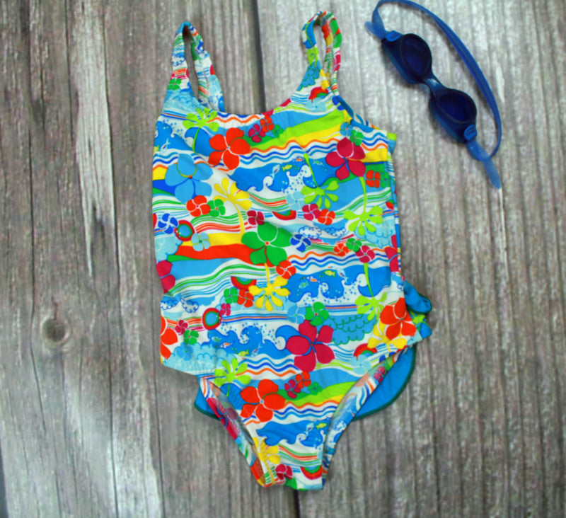 Harbor Beach One-Piece Girl's Swimsuit with Ruffle - Brookesbeach.co