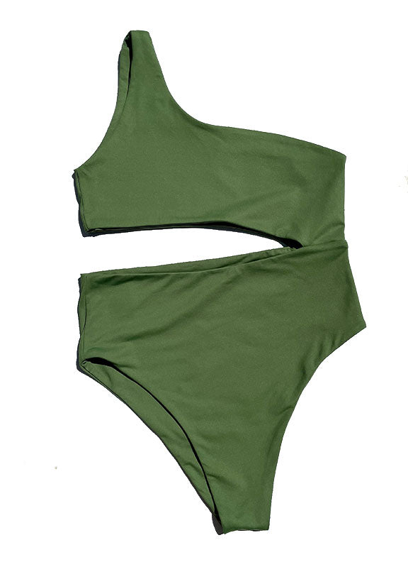 One Shoulder Cut-out High Waist Swimsuit - Brookesbeach.com
